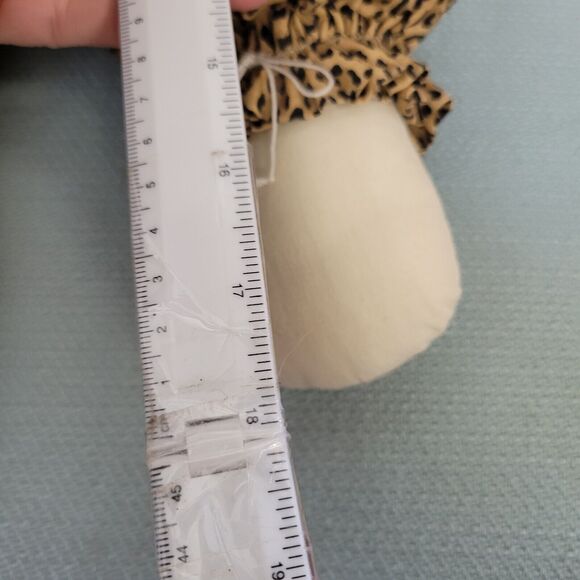 vintage handmade stuffed Cat Wearing Cheetah Patterned Dress 18 Inch cottagecore - Picture 2 of 4